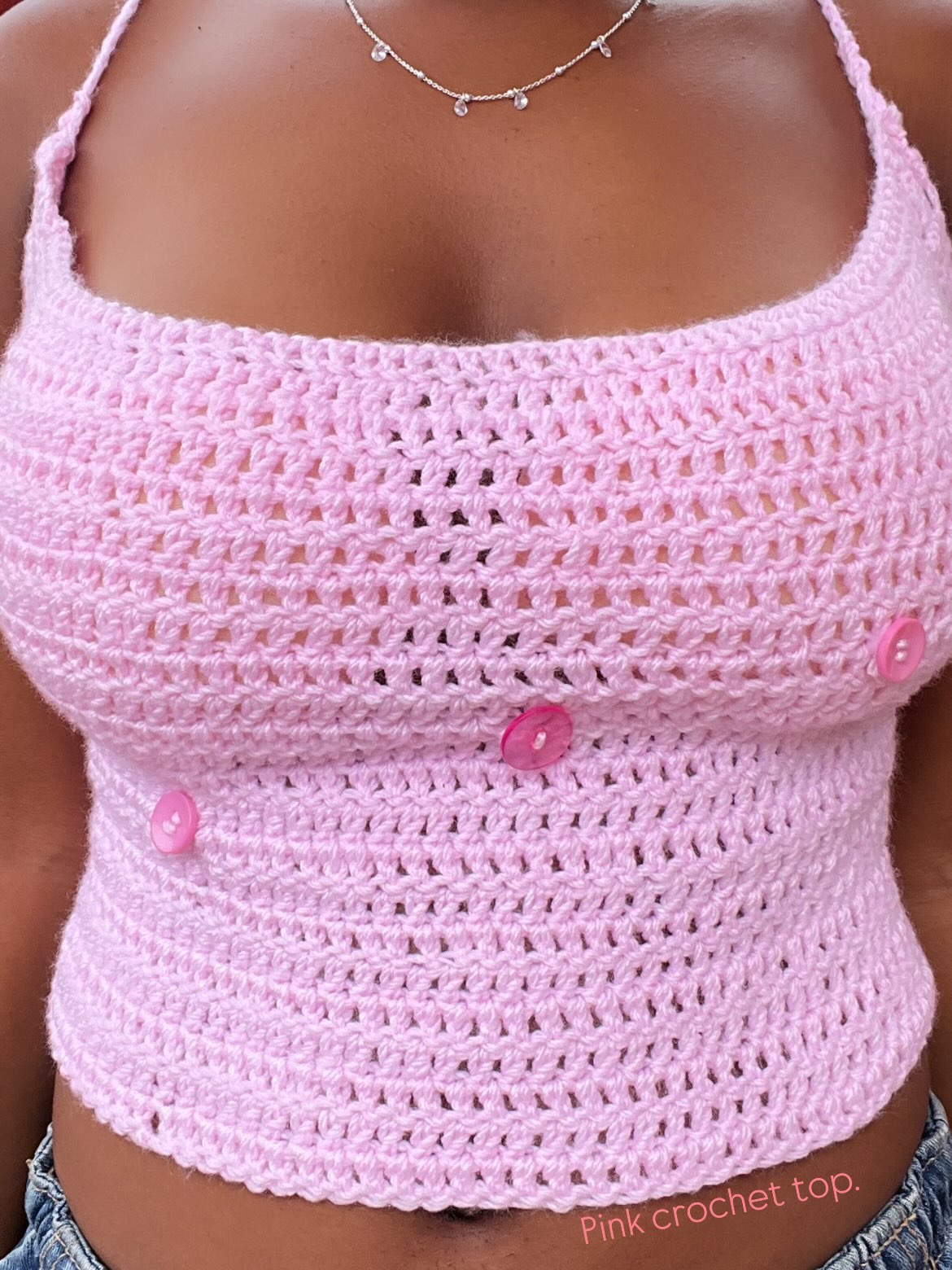 Handmade pink crochet top